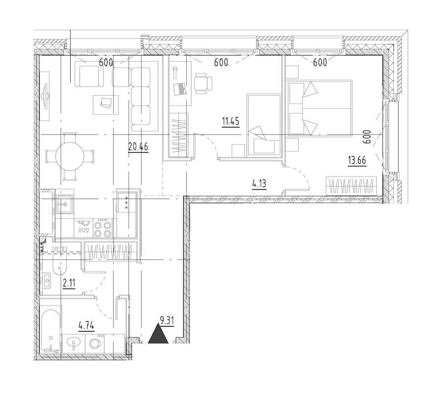 2-комнатная квартира 65.86 м², 8/9 эт., ЖК «LEGENDA Малоохтинский 68»